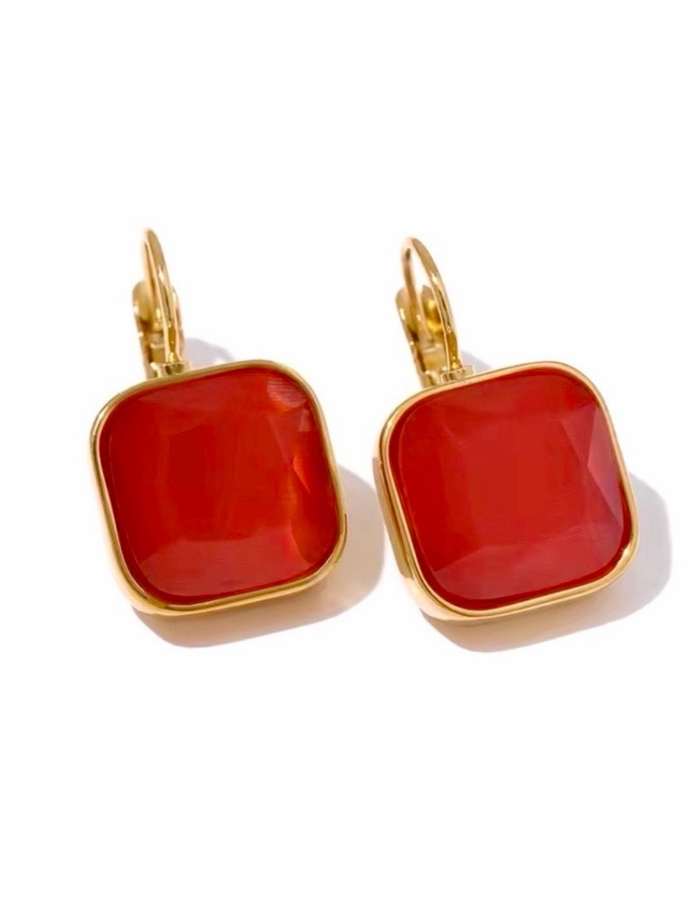 New Blood Orange Square Drop Earrings